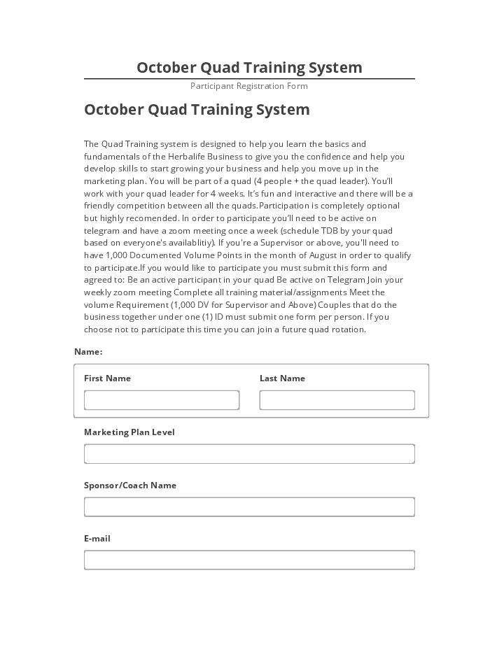 Pre-fill October Quad Training System Salesforce
