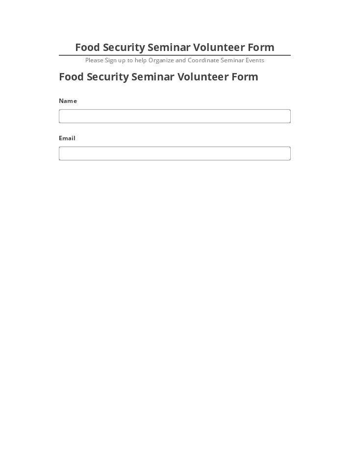 Export Food Security Seminar Volunteer Form Netsuite