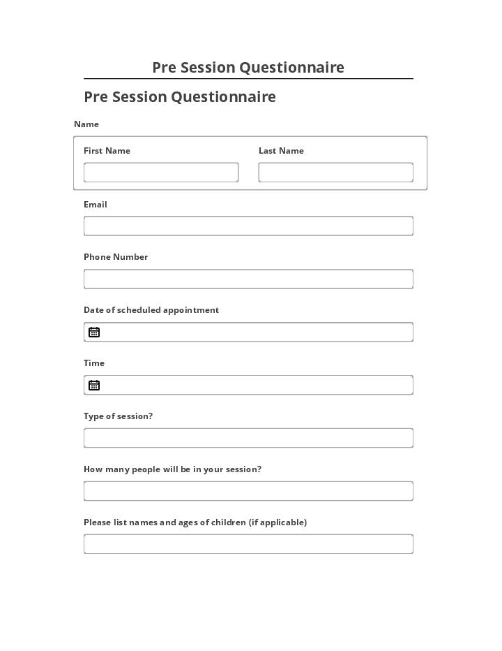 Pre-fill Pre Session Questionnaire Salesforce