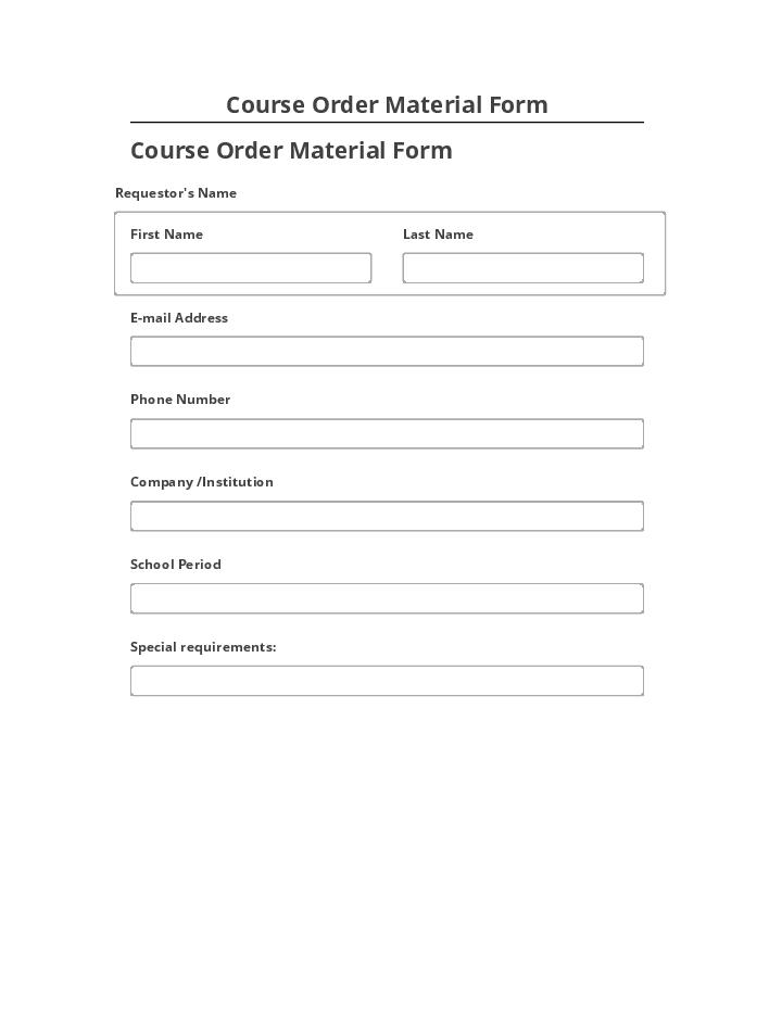 Arrange Course Order Material Form