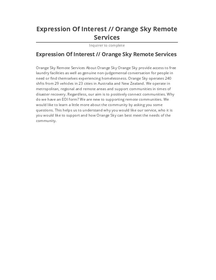 Manage Expression Of Interest // Orange Sky Remote Services Microsoft Dynamics
