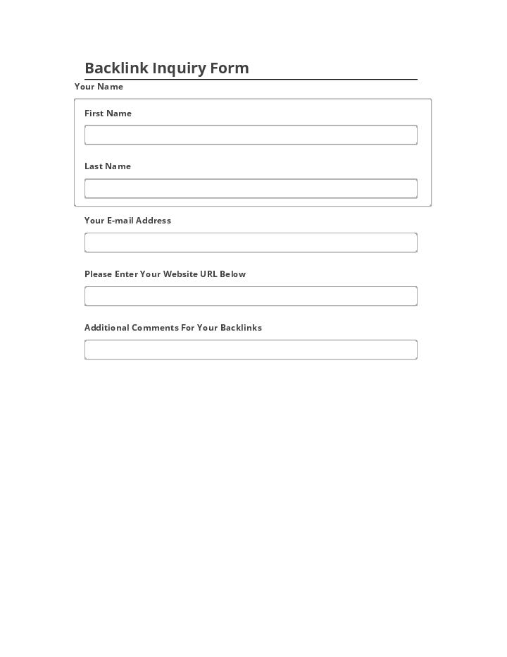 Arrange Backlink Inquiry Form Salesforce