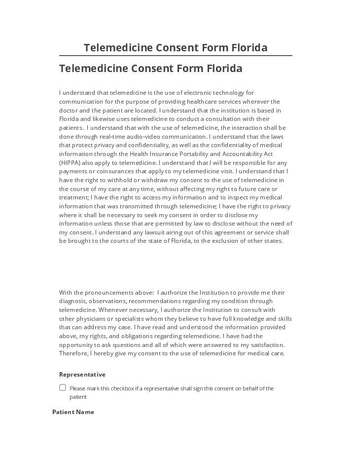 Arrange Telemedicine Consent Form Florida Netsuite