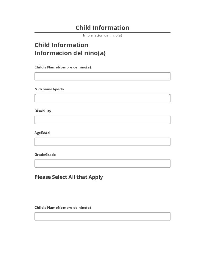 Manage Child Information Netsuite