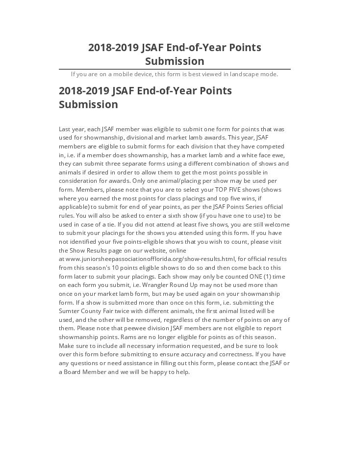 Arrange 2018-2019 JSAF End-of-Year Points Submission