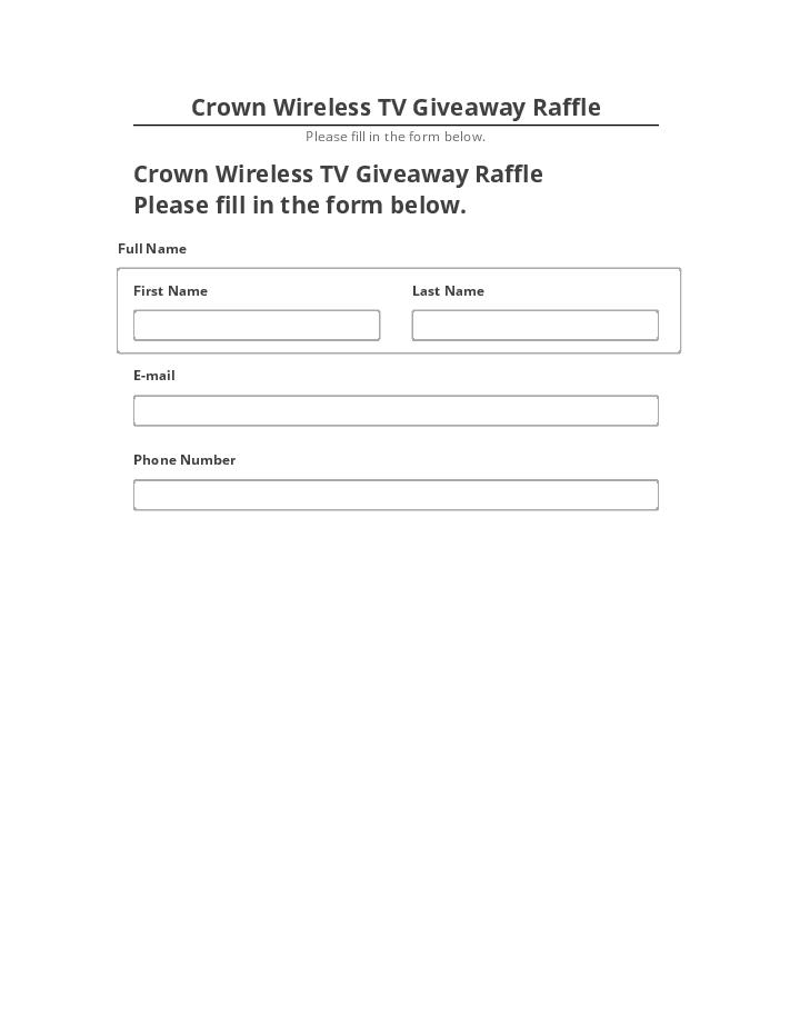 Pre-fill Crown Wireless TV Giveaway Raffle Salesforce