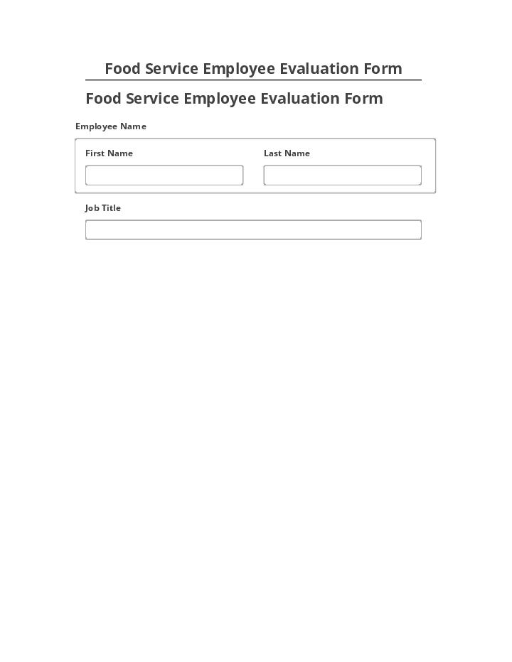 Arrange Food Service Employee Evaluation Form