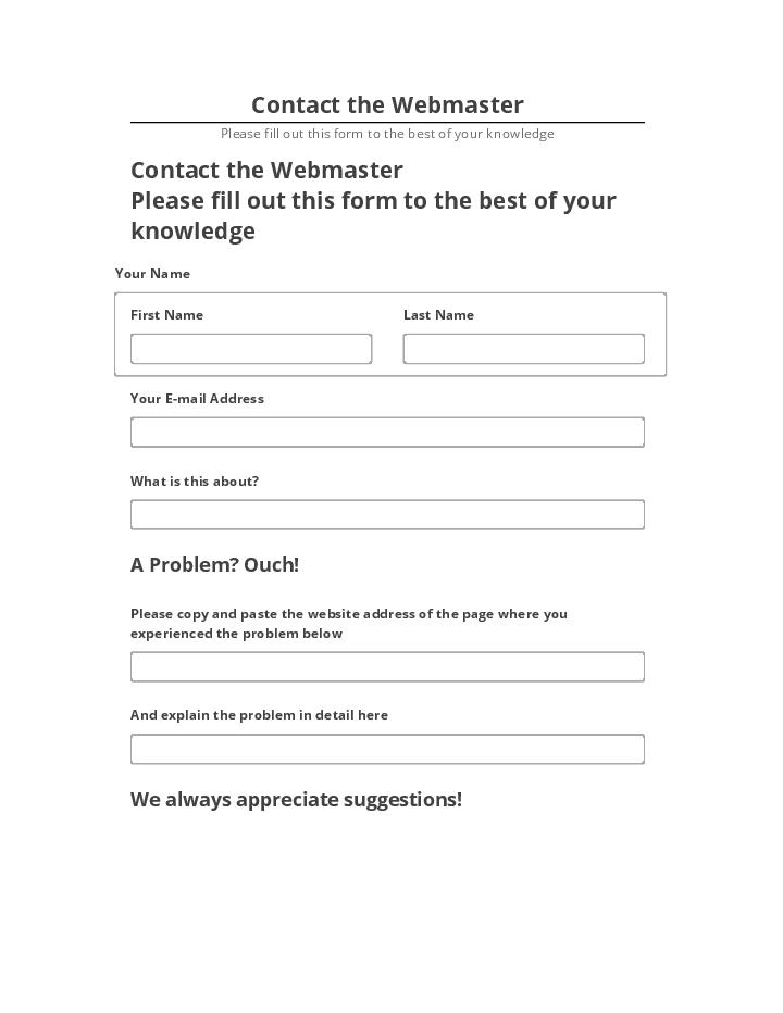 Arrange Contact the Webmaster Salesforce