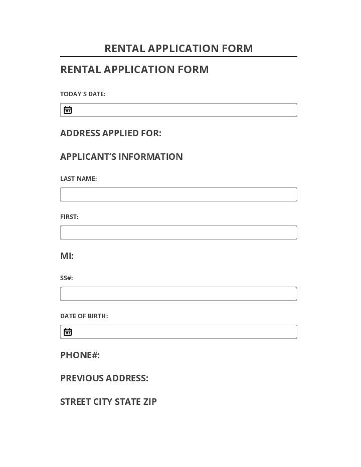Automate RENTAL APPLICATION FORM