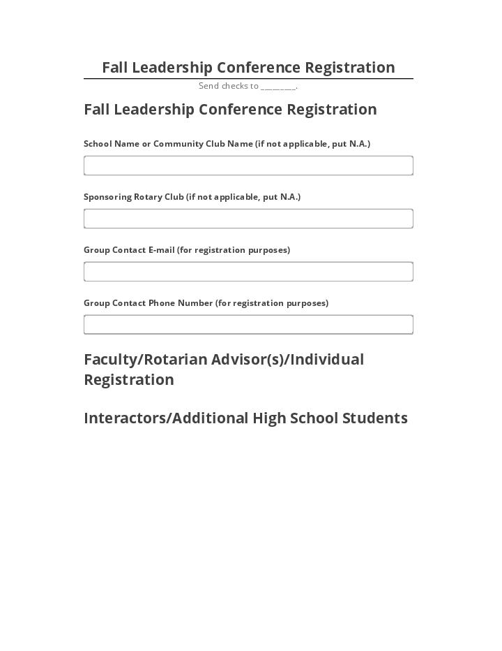 Pre-fill Fall Leadership Conference Registration