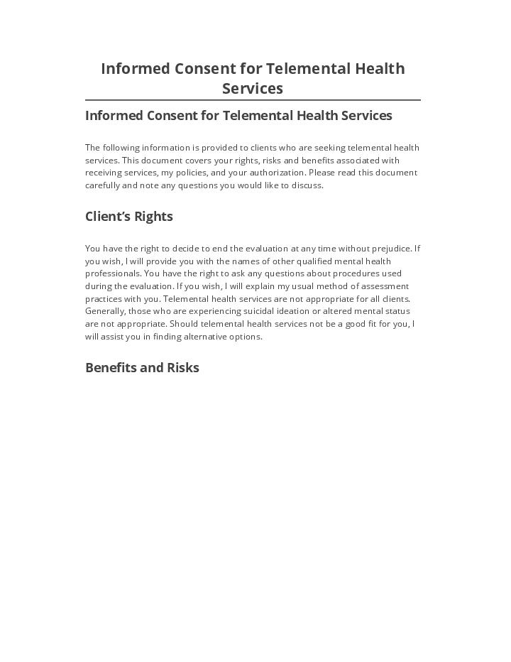 Arrange Informed Consent for Telemental Health Services Netsuite