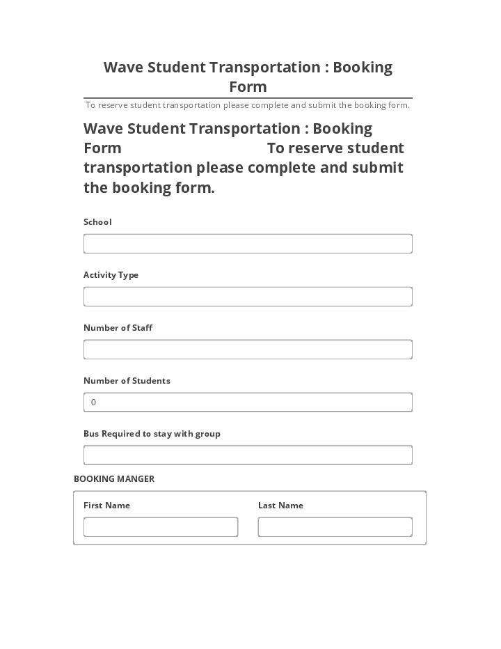Incorporate Wave Student Transportation : Booking Form Salesforce
