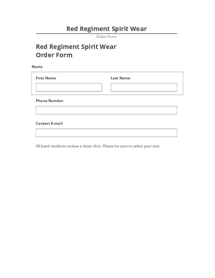 Pre-fill Red Regiment Spirit Wear Netsuite