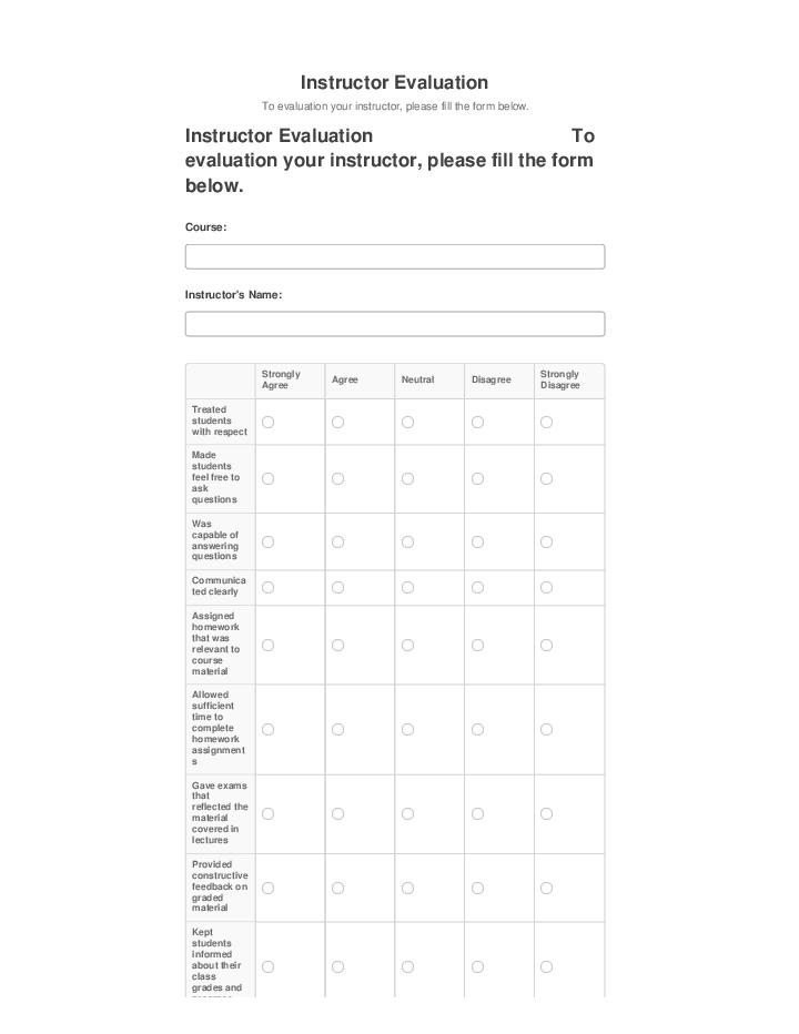 Archive Instructor Evaluation Netsuite