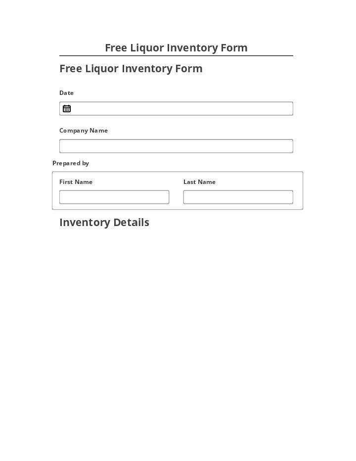Arrange Free Liquor Inventory Form