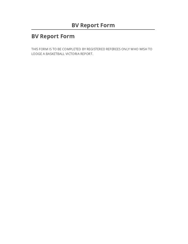 Arrange BV Report Form Salesforce