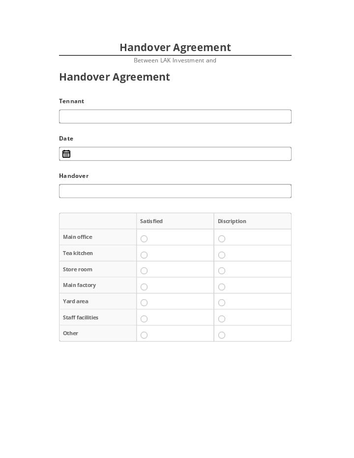 Arrange Handover Agreement Netsuite