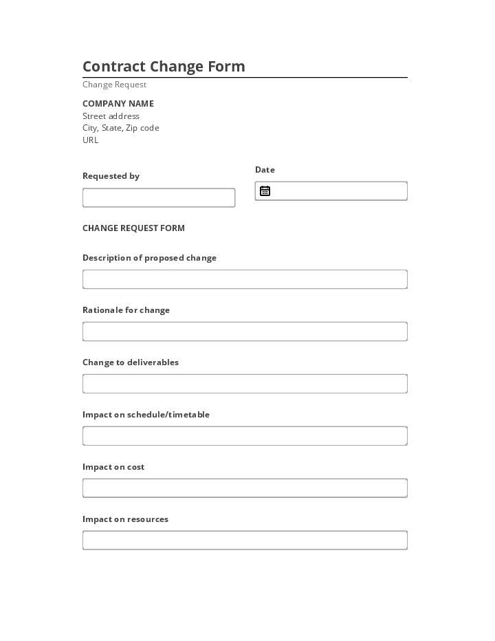 Arrange Contract Change Form