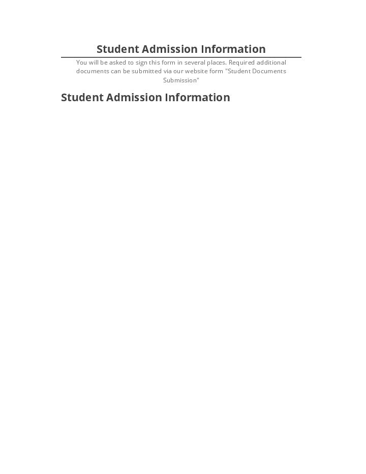 Update Student Admission Information