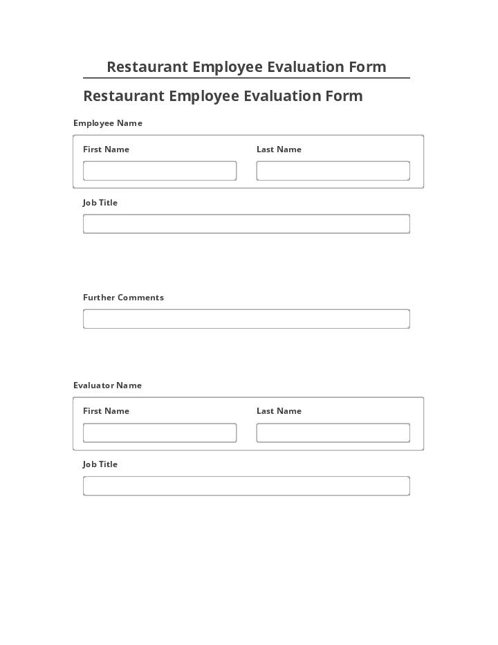 Pre-fill Restaurant Employee Evaluation Form Microsoft Dynamics