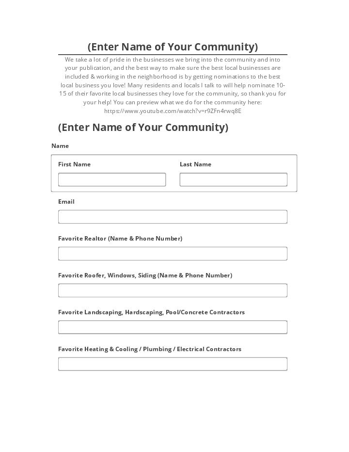 Arrange (Enter Name of Your Community)