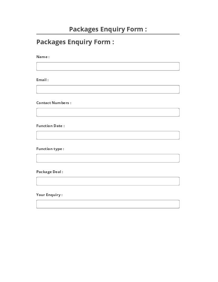 Archive Packages Enquiry Form : Netsuite
