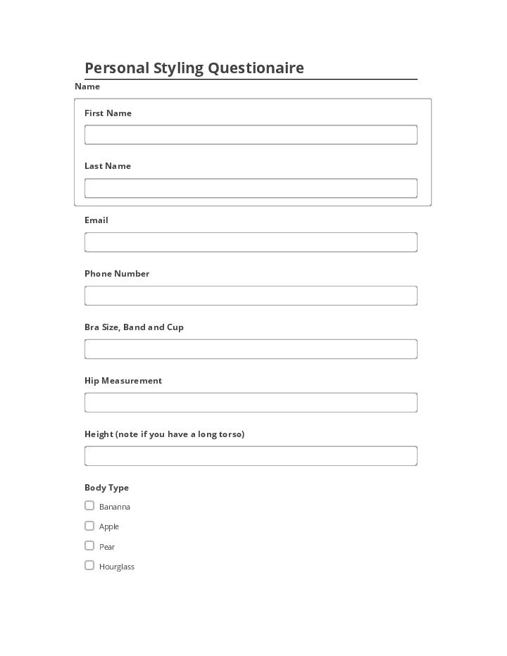 Synchronize Personal Styling Questionaire