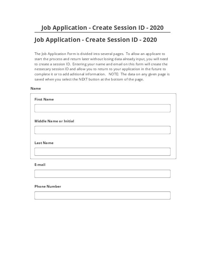Synchronize Job Application - Create Session ID - 2020 Salesforce
