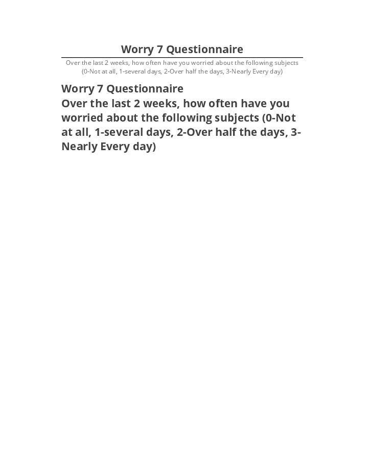Integrate Worry 7 Questionnaire