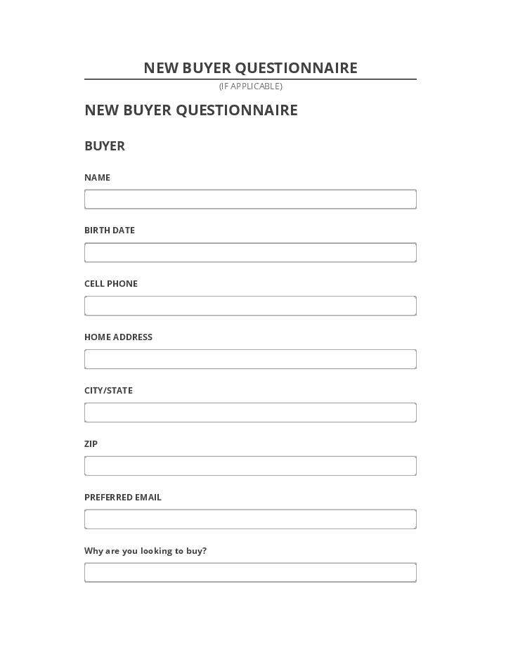 Integrate NEW BUYER QUESTIONNAIRE Netsuite