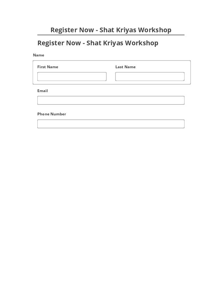 Manage Register Now - Shat Kriyas Workshop Netsuite