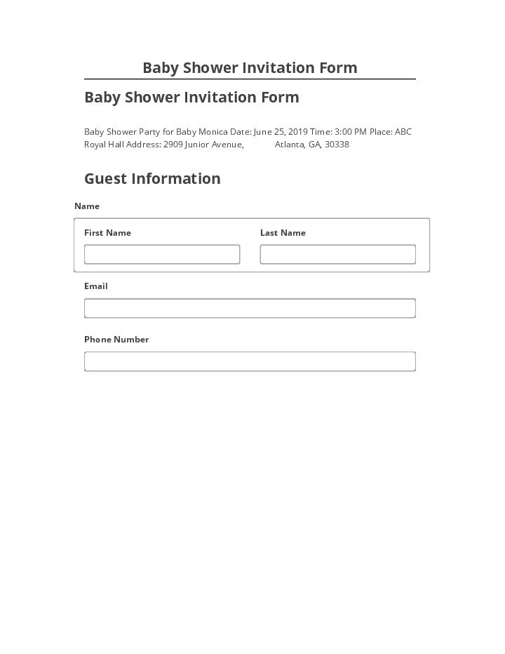 Incorporate Baby Shower Invitation Form Netsuite