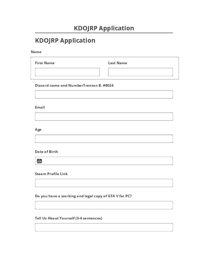 Incorporate KDOJRP Application Netsuite