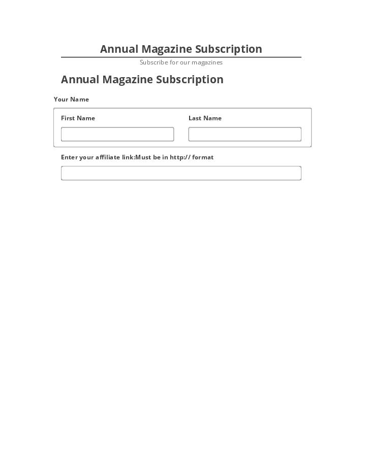 Arrange Annual Magazine Subscription Salesforce