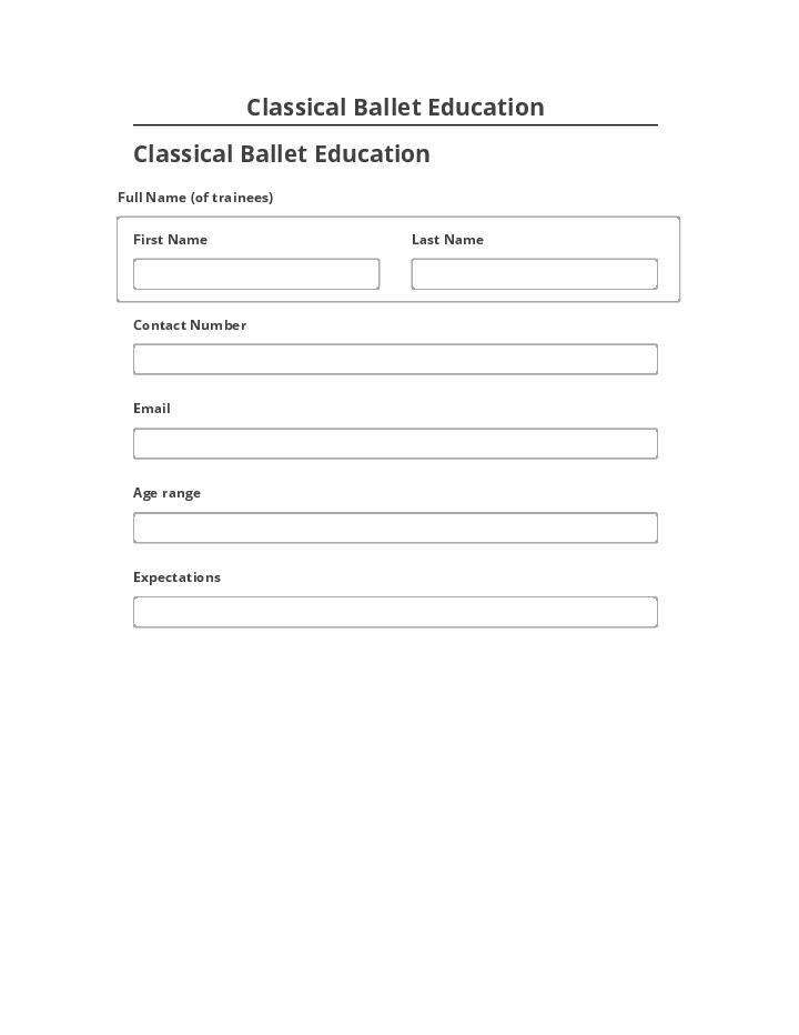 Pre-fill Classical Ballet Education Netsuite