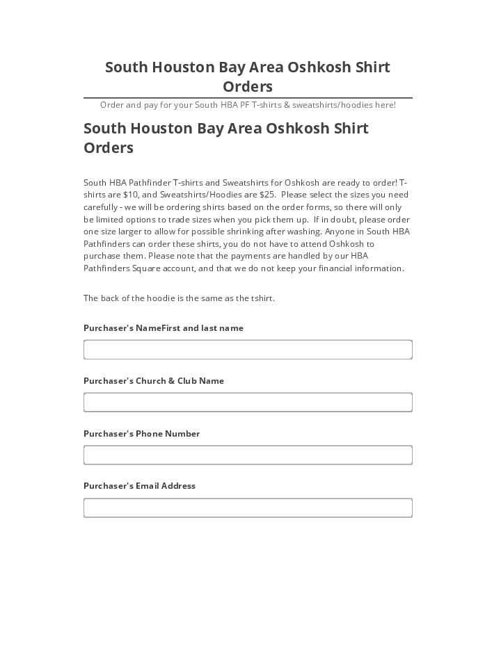 Manage South Houston Bay Area Oshkosh Shirt Orders Salesforce