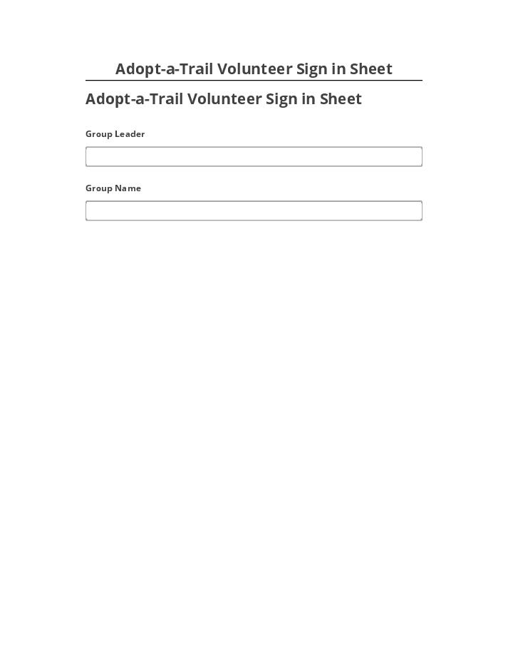 Arrange Adopt-a-Trail Volunteer Sign in Sheet Netsuite