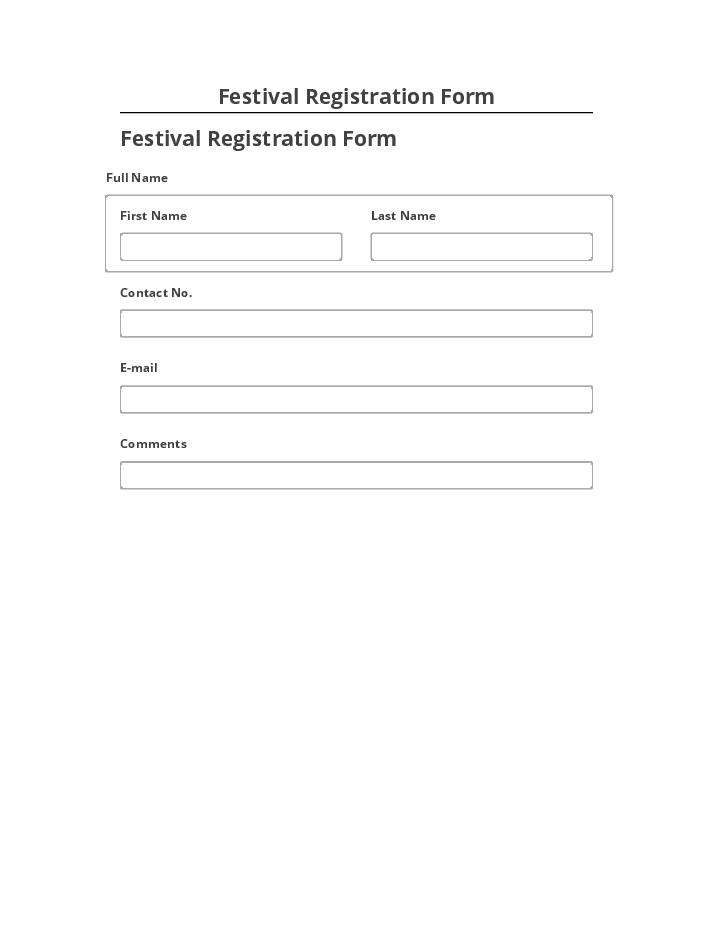 Integrate Festival Registration Form
