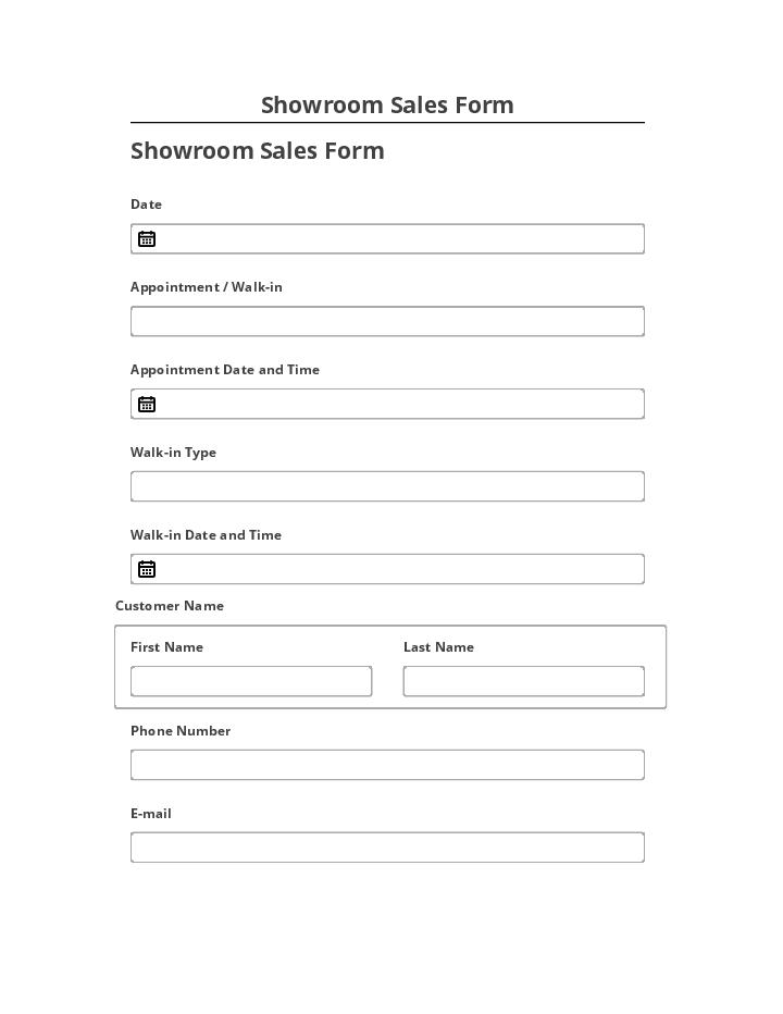 Export Showroom Sales Form Salesforce
