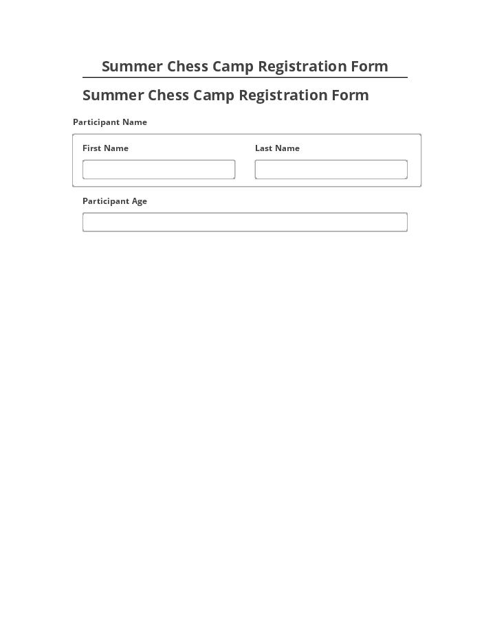 Integrate Summer Chess Camp Registration Form Netsuite