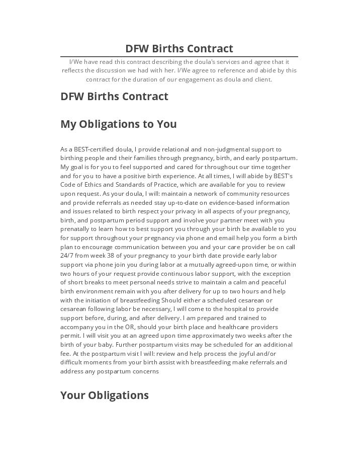 Arrange DFW Births Contract Microsoft Dynamics