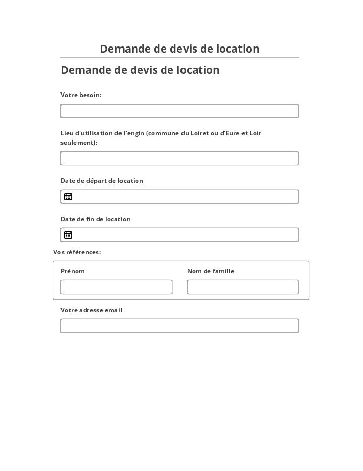 Arrange Demande de devis de location Salesforce