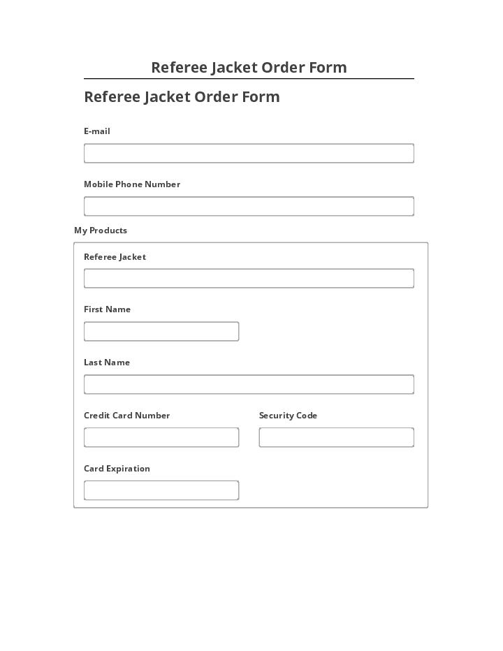 Manage Referee Jacket Order Form Netsuite