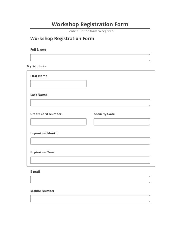 Extract Workshop Registration Form Netsuite