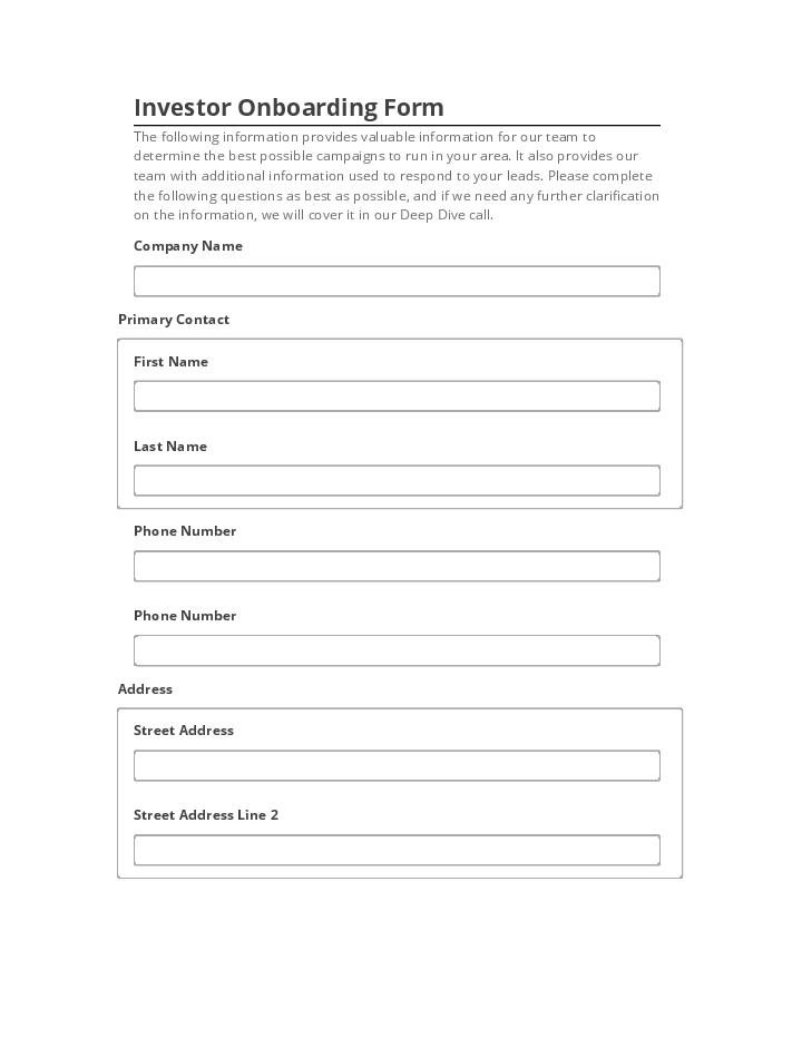 Extract Investor Onboarding Form Netsuite