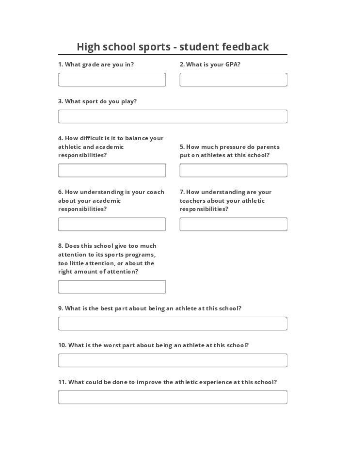 Arrange High school sports - student feedback survey in Salesforce
