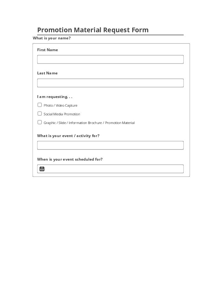 Arrange Promotion Material Request Form Netsuite