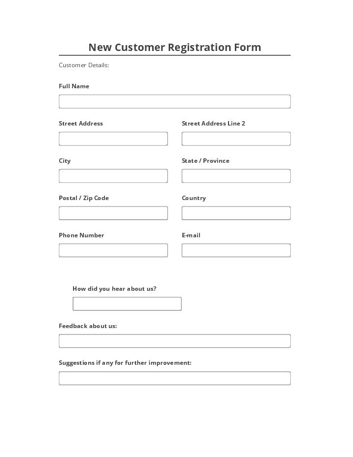 Manage New Customer Registration Form