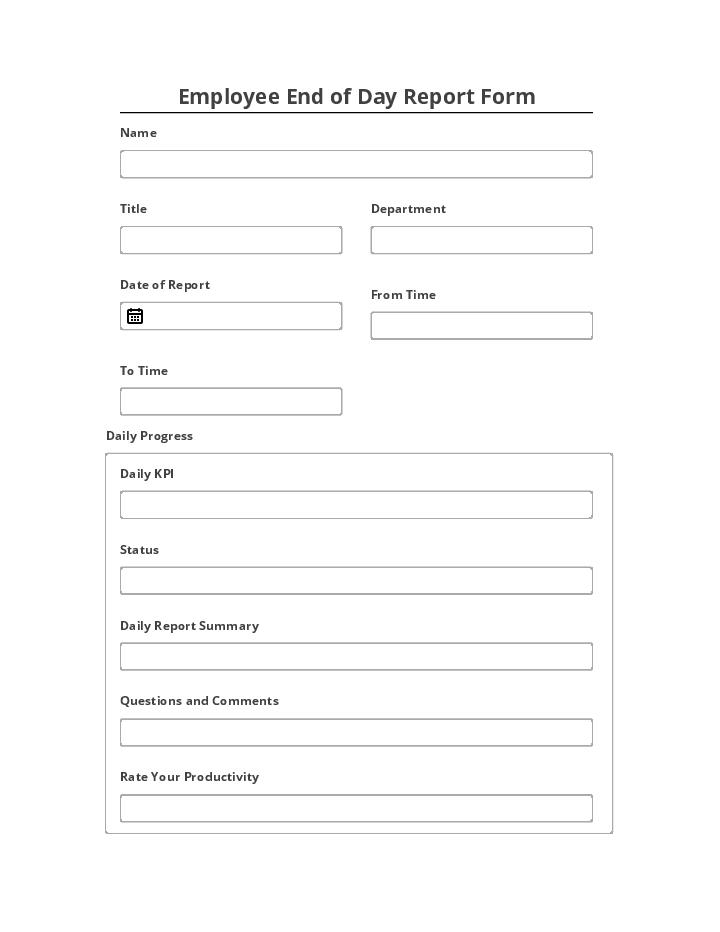 Incorporate Employee End of Day Report Form