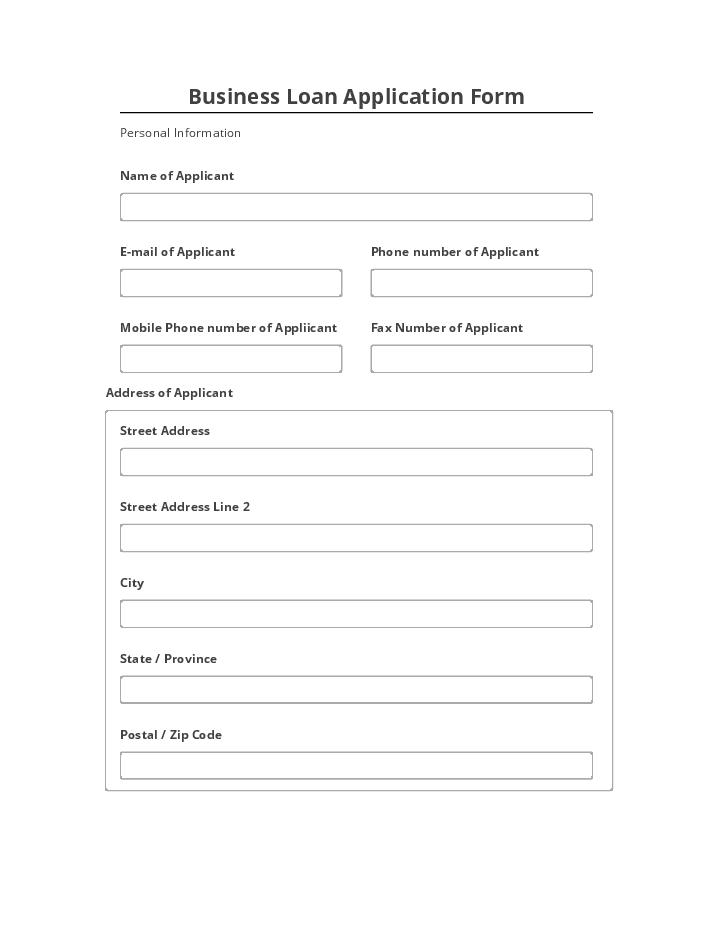 Pre-fill Business Loan Application Form Netsuite